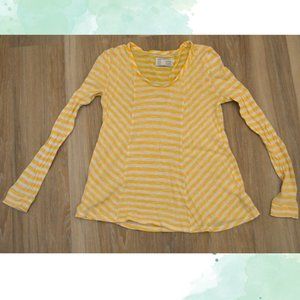 Anthropologie Yellow Striped Sweater XS